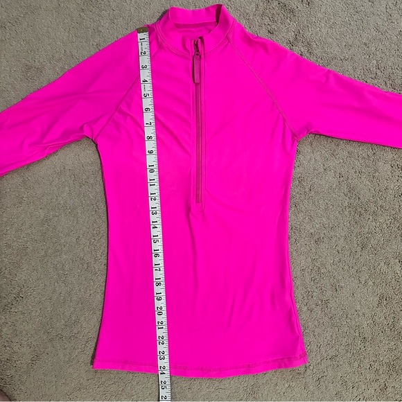 J. Crew Solid Long-sleeve Rash Guard in Neon Flamingo size Medium - Picture 7 of 12